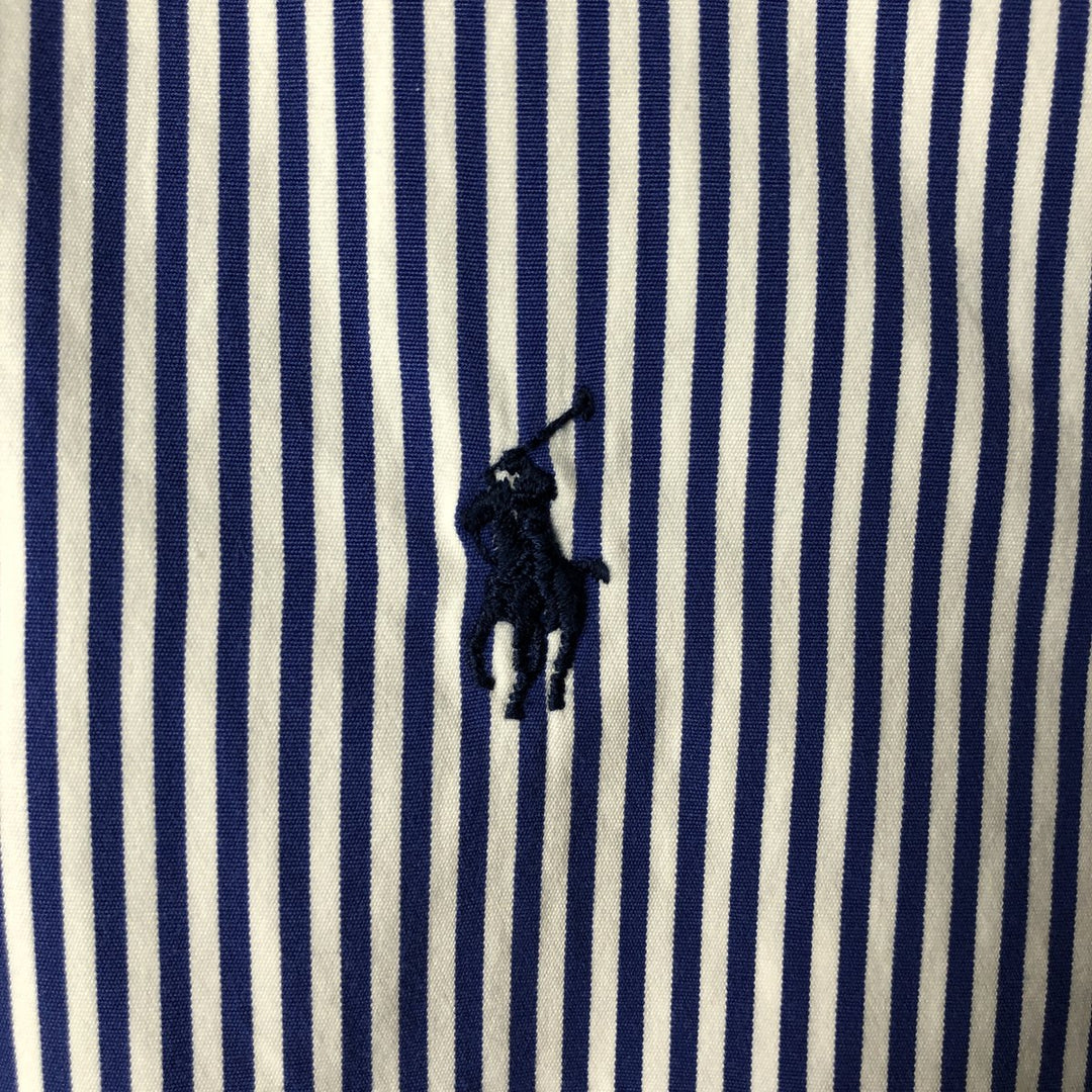 Ralph Lauren CUSTOM FIT long sleeve button down striped shirt men's size M cotton Navy blue Vintage Second Hand