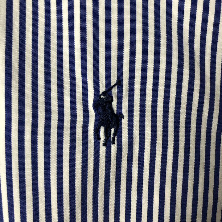 Ralph Lauren CUSTOM FIT long sleeve button down striped shirt men's size M cotton Navy blue Vintage Second Hand