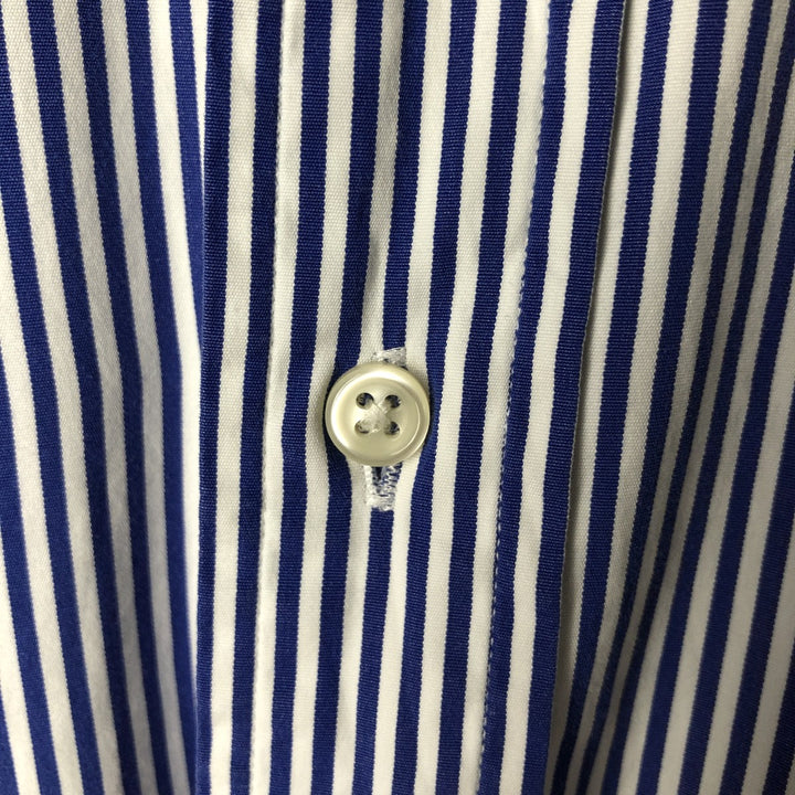 Ralph Lauren CUSTOM FIT long sleeve button down striped shirt men's size M cotton Navy blue Vintage Second Hand