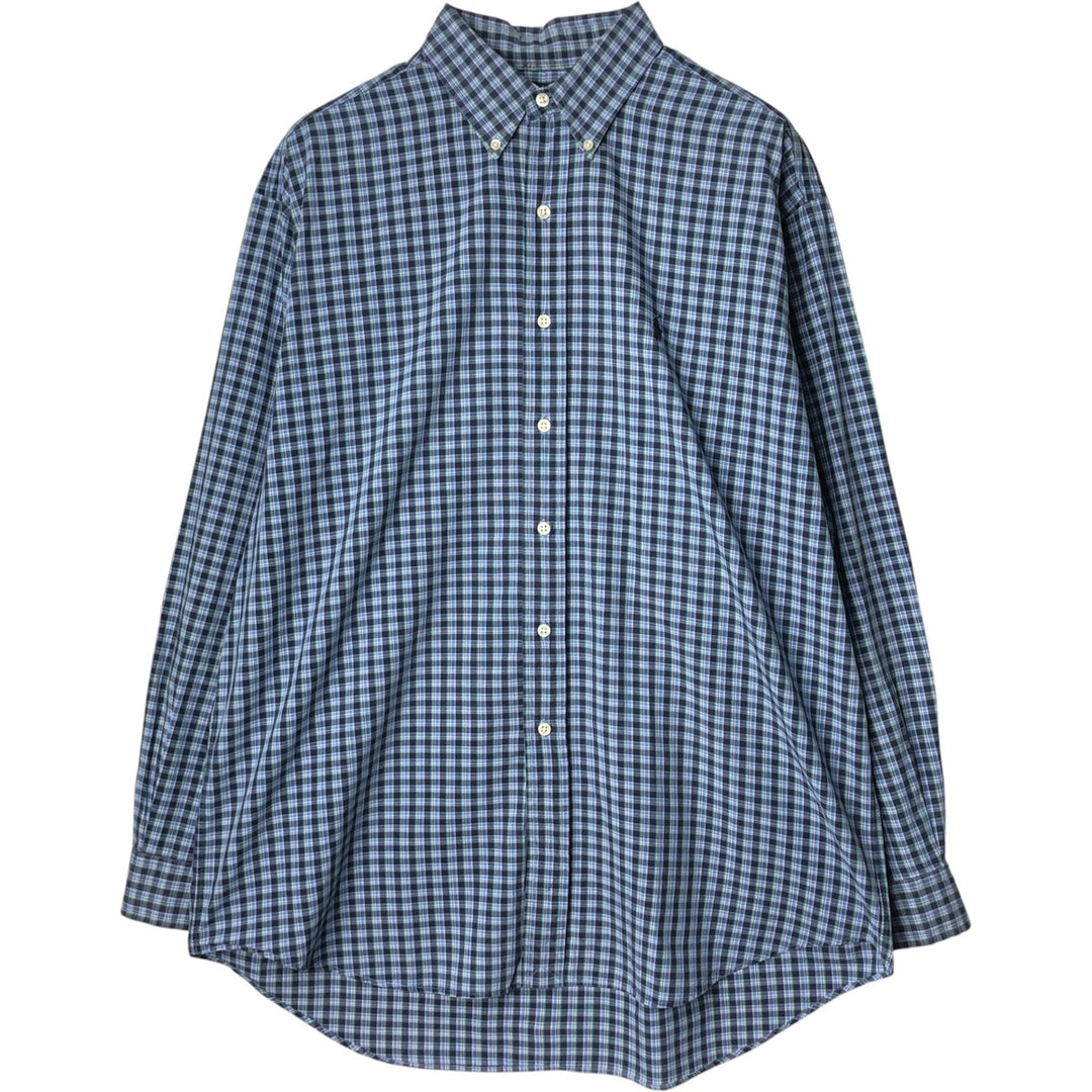 Ralph Lauren BLAKE long sleeve button down check shirt, men's size L cotton blue type Vintage Second Hand