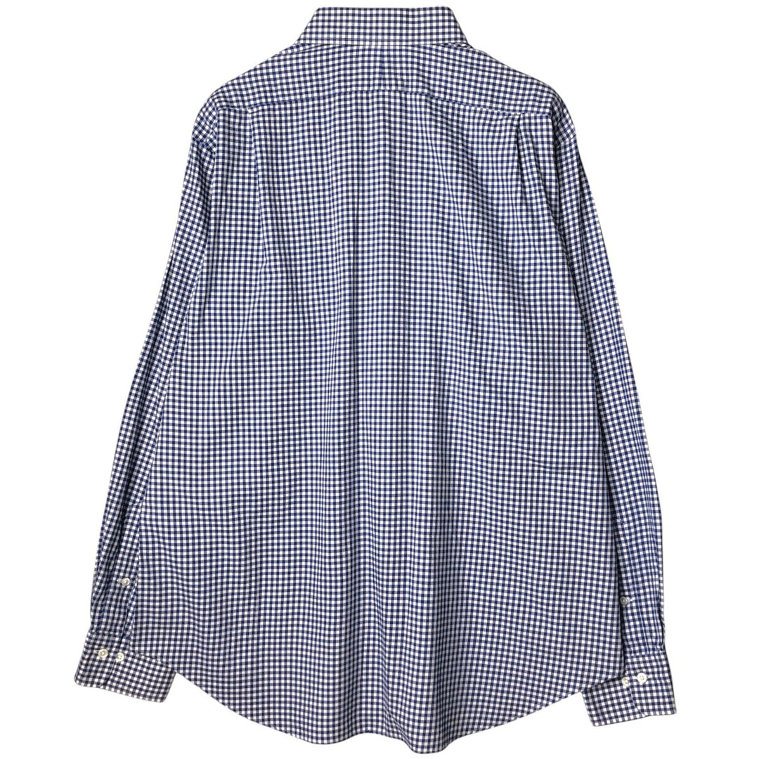 Ralph Lauren REGENT CLASSIC FIT Gingham Check Long-Sleeve Cotton Check Shirt, Men's Size XL (approx.) cotton Navy blue Vintage Second Hand