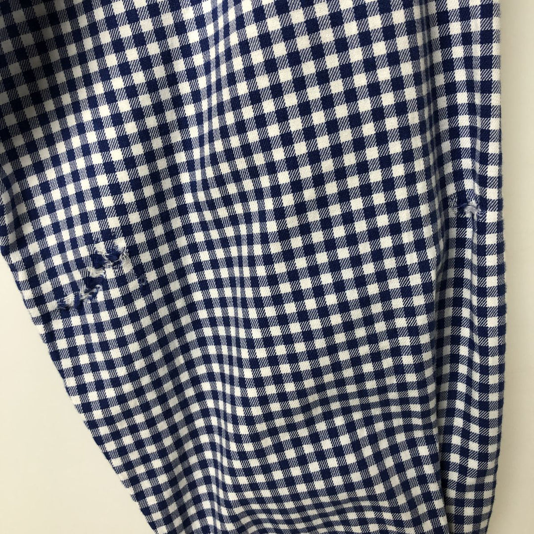 Ralph Lauren REGENT CLASSIC FIT Gingham Check Long-Sleeve Cotton Check Shirt, Men's Size XL (approx.) cotton Navy blue Vintage Second Hand