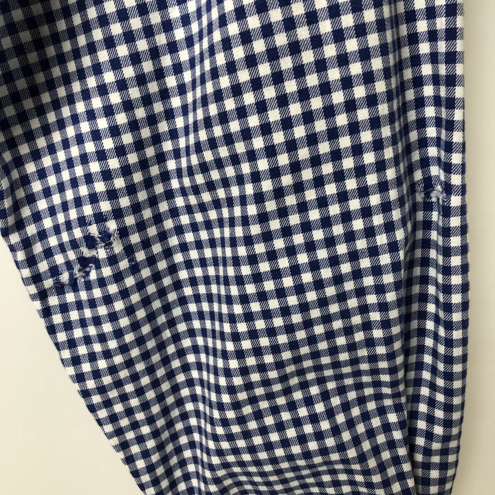 Ralph Lauren REGENT CLASSIC FIT Gingham Check Long-Sleeve Cotton Check Shirt, Men's Size XL (approx.) cotton Navy blue Vintage Second Hand