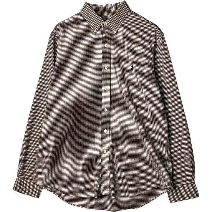 Ralph Lauren Gingham Check Long Sleeve Button-Down Check Shirt, Men's Size L cotton brown type Vintage Second Hand