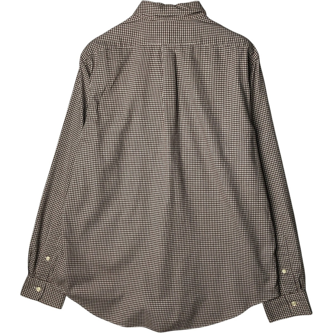Ralph Lauren Gingham Check Long Sleeve Button-Down Check Shirt, Men's Size L cotton brown type Vintage Second Hand