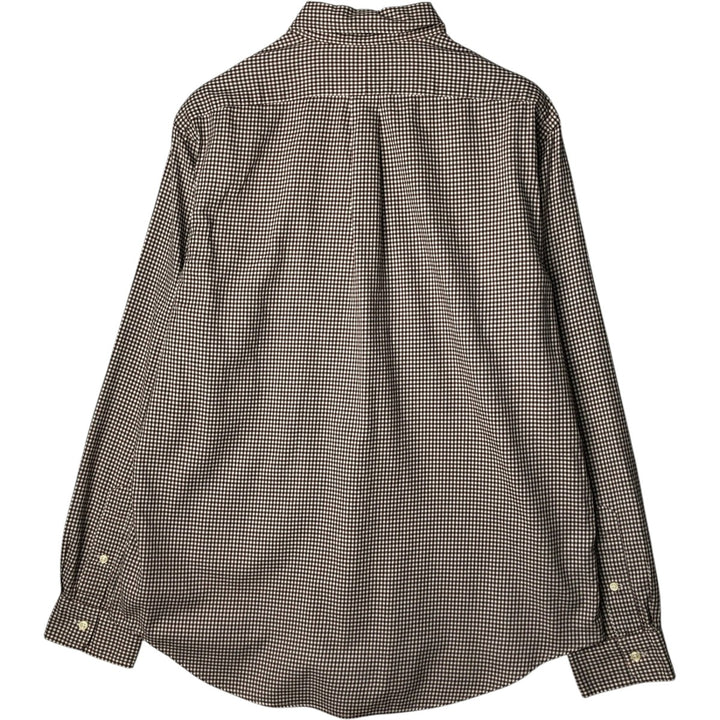 Ralph Lauren Gingham Check Long Sleeve Button-Down Check Shirt, Men's Size L cotton brown type Vintage Second Hand