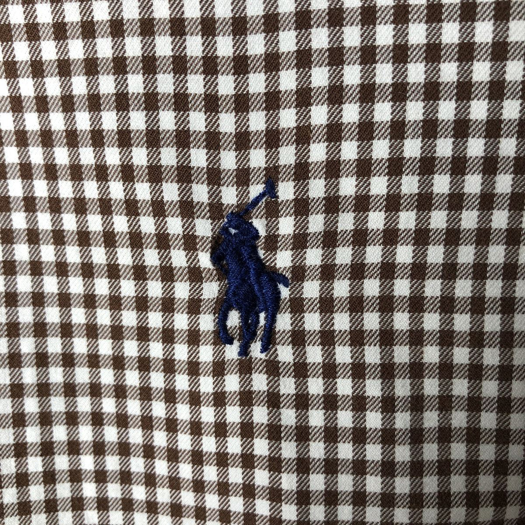 Ralph Lauren Gingham Check Long Sleeve Button-Down Check Shirt, Men's Size L cotton brown type Vintage Second Hand
