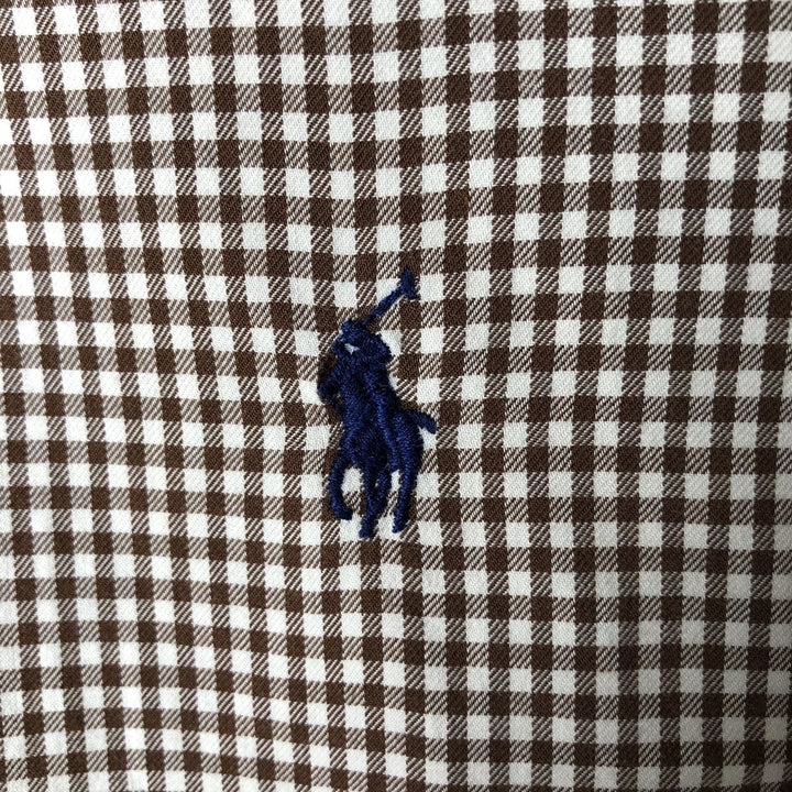 Ralph Lauren Gingham Check Long Sleeve Button-Down Check Shirt, Men's Size L cotton brown type Vintage Second Hand
