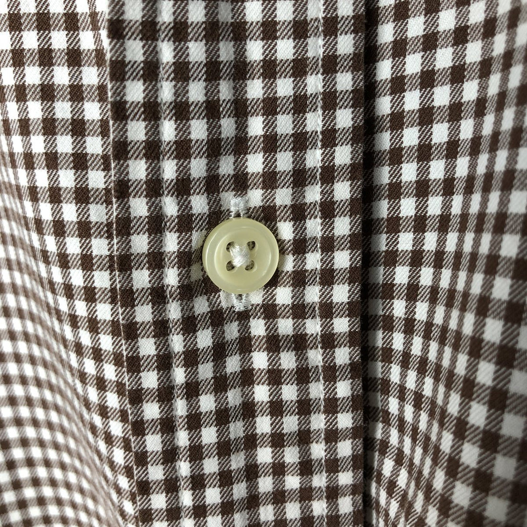 Ralph Lauren Gingham Check Long Sleeve Button-Down Check Shirt, Men's Size L cotton brown type Vintage Second Hand