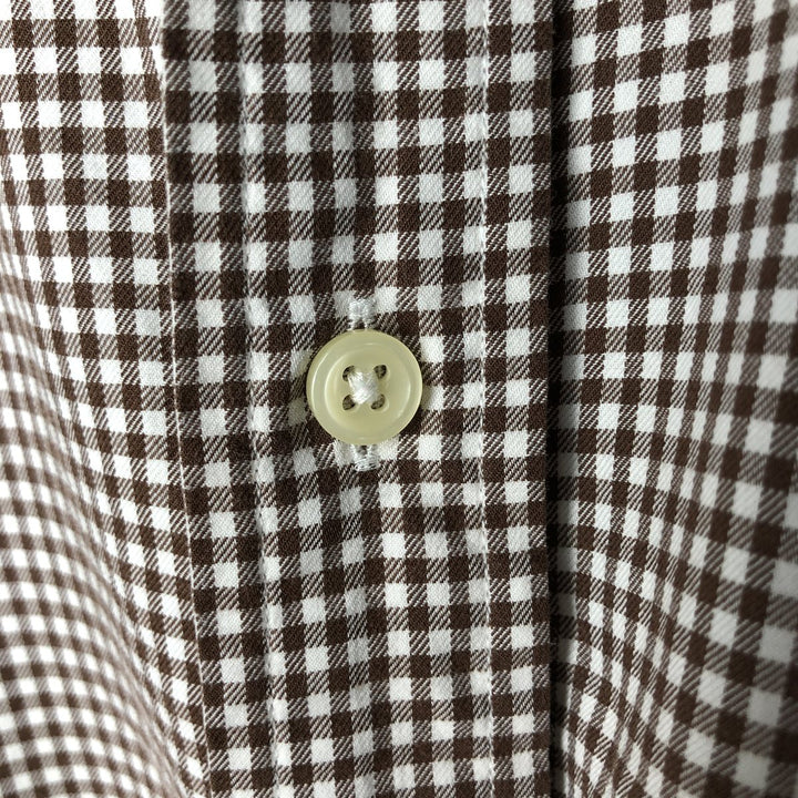 Ralph Lauren Gingham Check Long Sleeve Button-Down Check Shirt, Men's Size L cotton brown type Vintage Second Hand