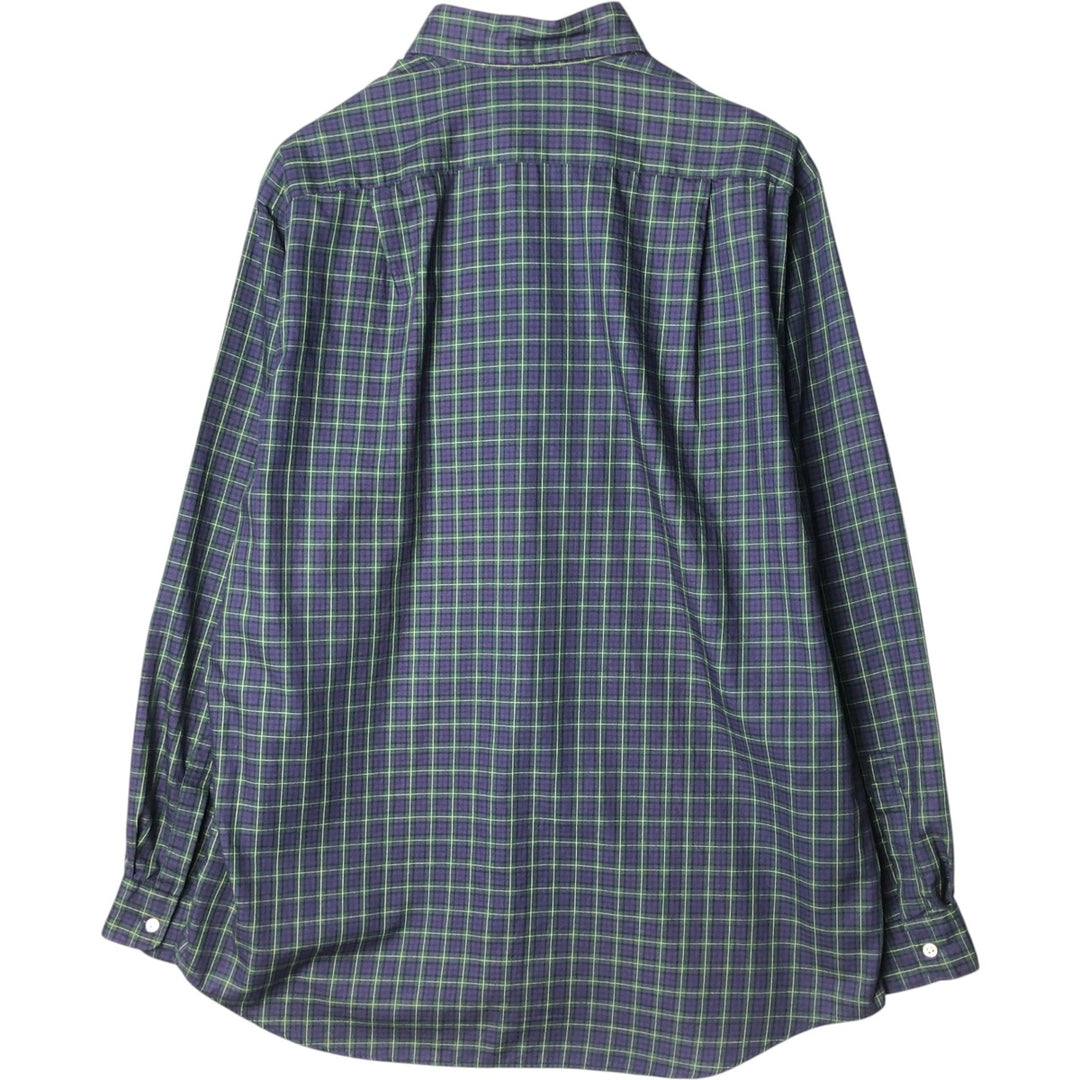 Ralph Lauren POLO by Ralph Lauren WESTERTON Wide Collar Long Sleeve Cotton Check Shirt, Men's Size L (approx.) cotton navy blue type Vintage Second Hand