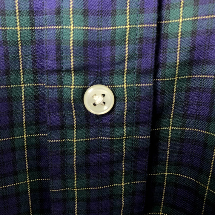Ralph Lauren POLO by Ralph Lauren WESTERTON Wide Collar Long Sleeve Cotton Check Shirt, Men's Size L (approx.) cotton navy blue type Vintage Second Hand