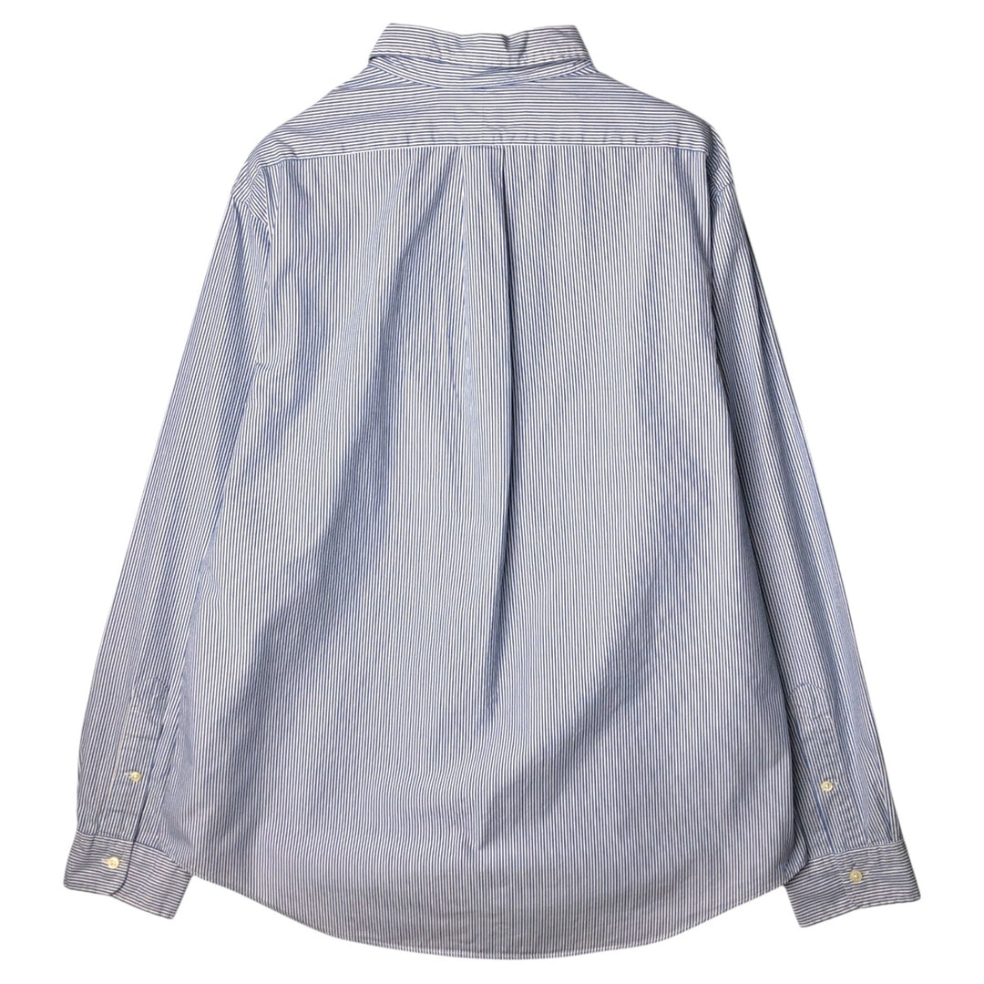 Ralph Lauren CUSTOM FIT long sleeve button down striped shirt men's XL size cotton blue type Vintage Second Hand
