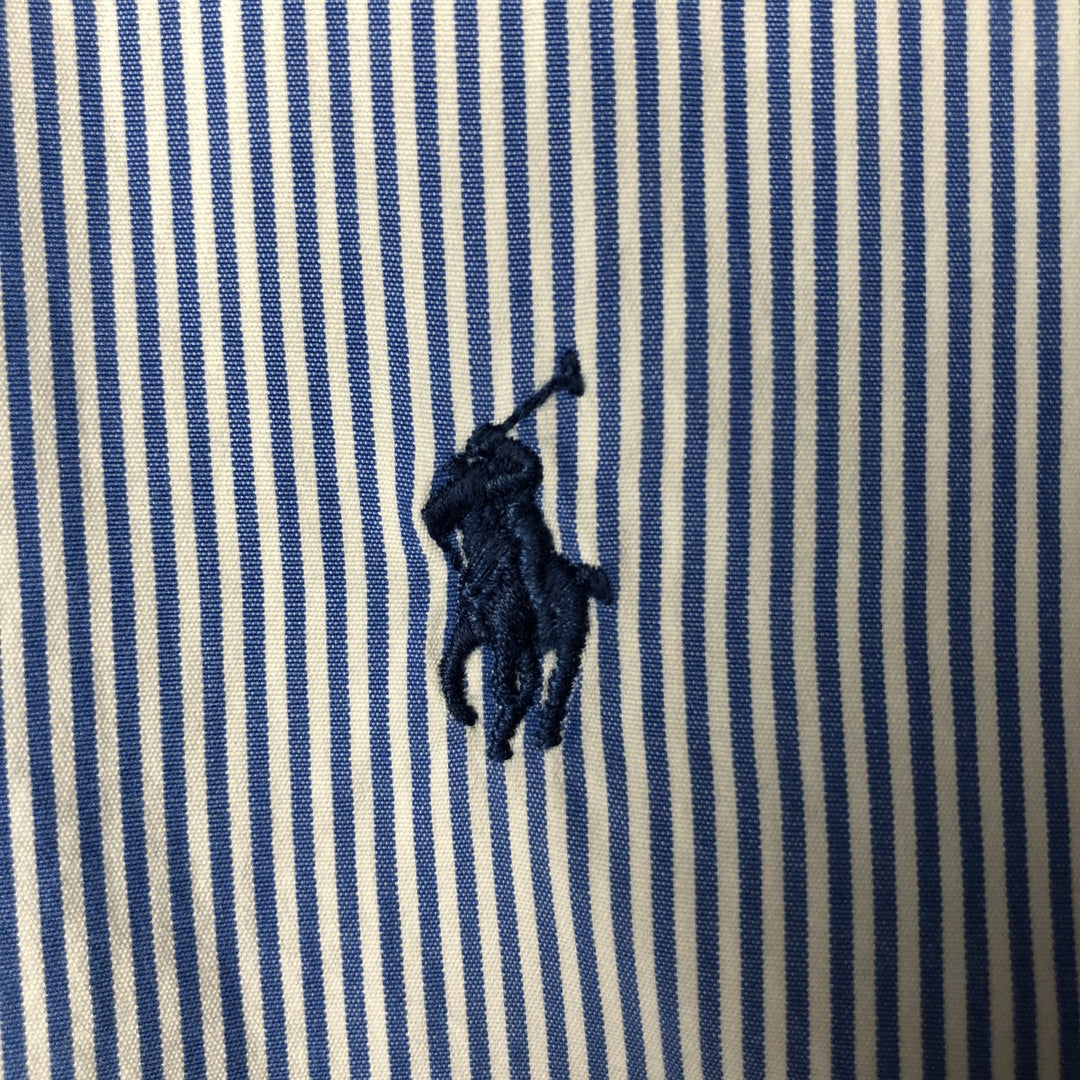 Ralph Lauren CUSTOM FIT long sleeve button down striped shirt men's XL size cotton blue type Vintage Second Hand