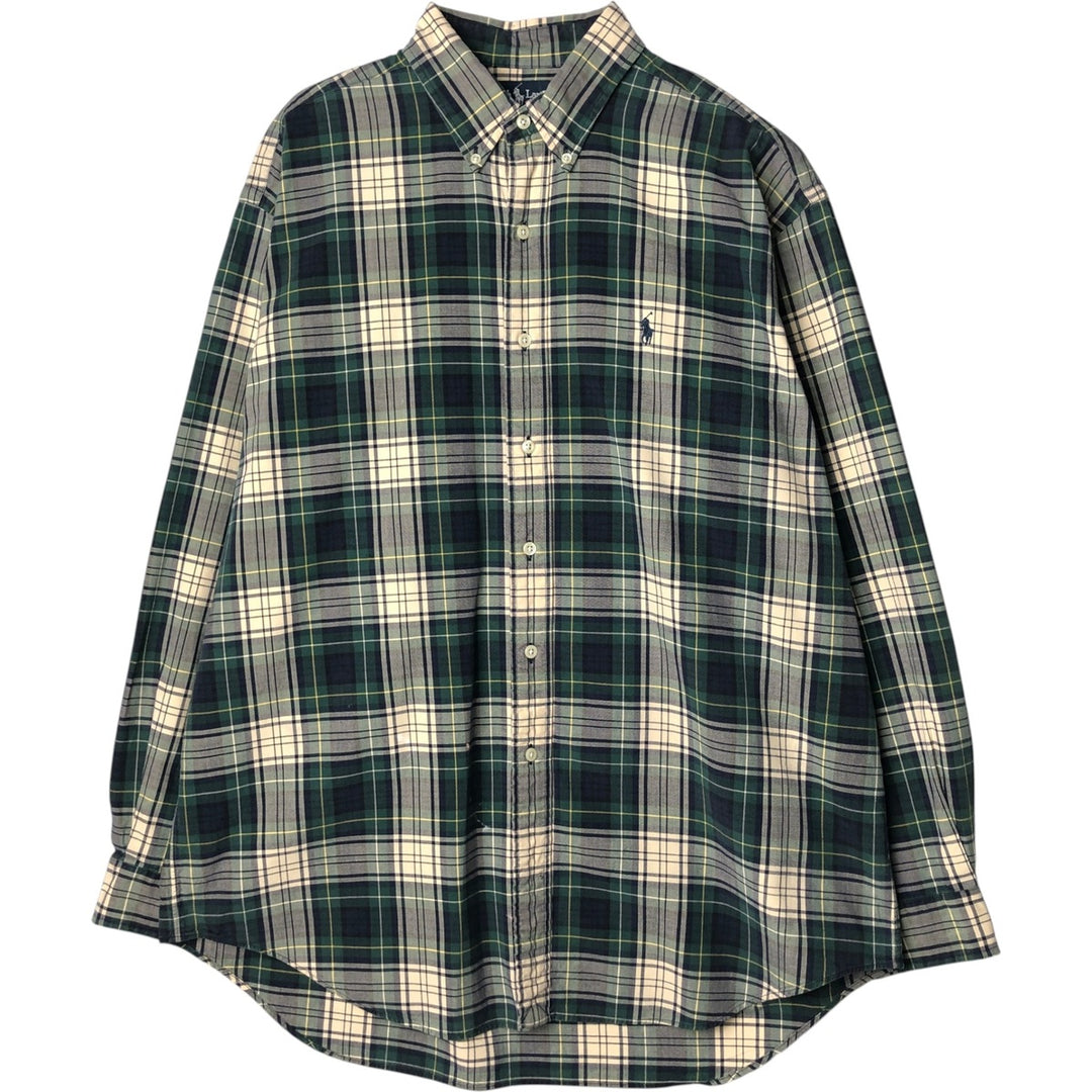 Ralph Lauren BLAKE long sleeve button down check shirt, men's size L cotton Beige type Vintage Second Hand