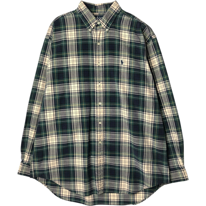 Ralph Lauren BLAKE long sleeve button down check shirt, men's size L cotton Beige type Vintage Second Hand