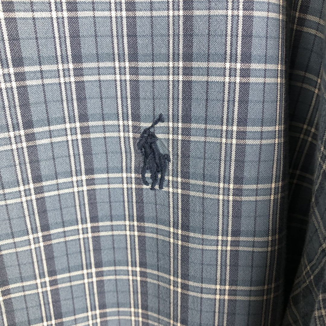 Ralph Lauren long sleeve button down check shirt, men's XL size cotton blue type Vintage Second Hand