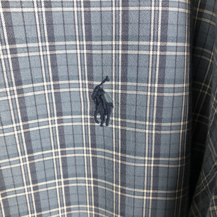 Ralph Lauren long sleeve button down check shirt, men's XL size cotton blue type Vintage Second Hand