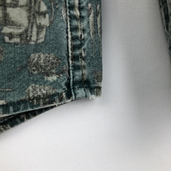 2000'S WOOLRICH all-over print long-sleeved button-down shirt, men's size XL cotton green type Vintage Second Hand