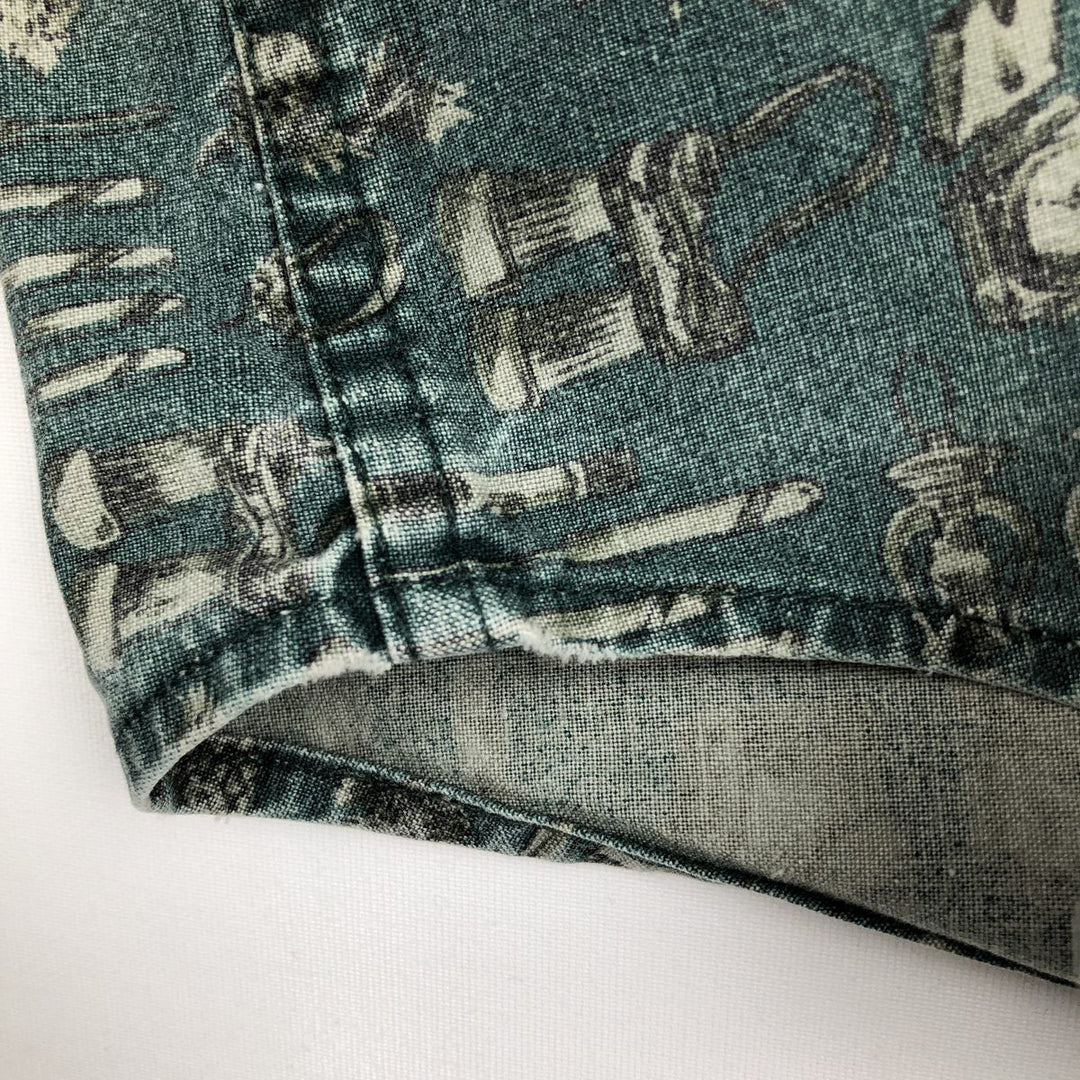2000'S WOOLRICH all-over print long-sleeved button-down shirt, men's size XL cotton green type Vintage Second Hand