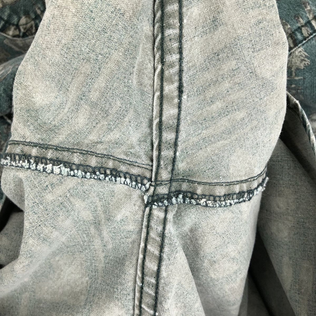 2000'S WOOLRICH all-over print long-sleeved button-down shirt, men's size XL cotton green type Vintage Second Hand