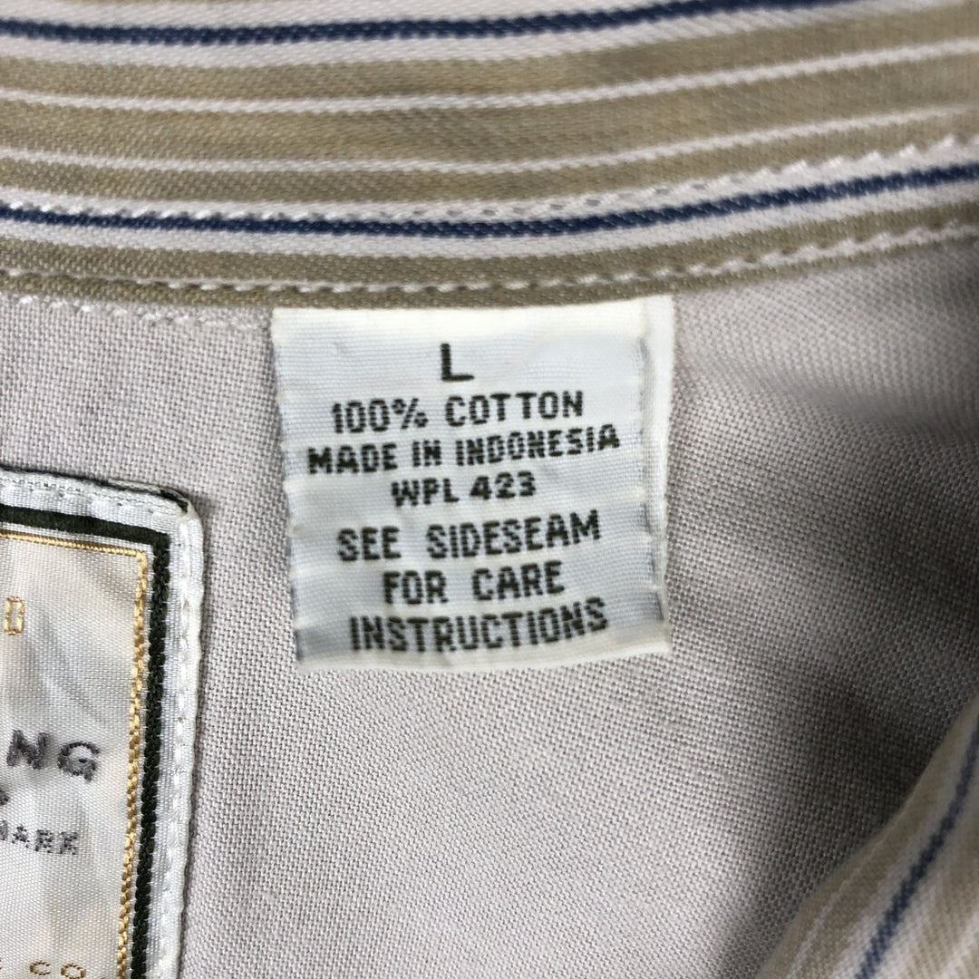 90s-00'S Levi's long-sleeved cotton striped shirt, men's size L (approx.) cotton Beige type Vintage Second Hand