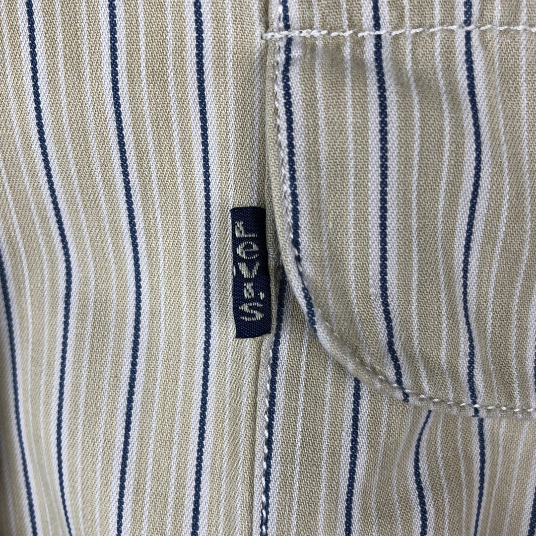 90s-00'S Levi's long-sleeved cotton striped shirt, men's size L (approx.) cotton Beige type Vintage Second Hand