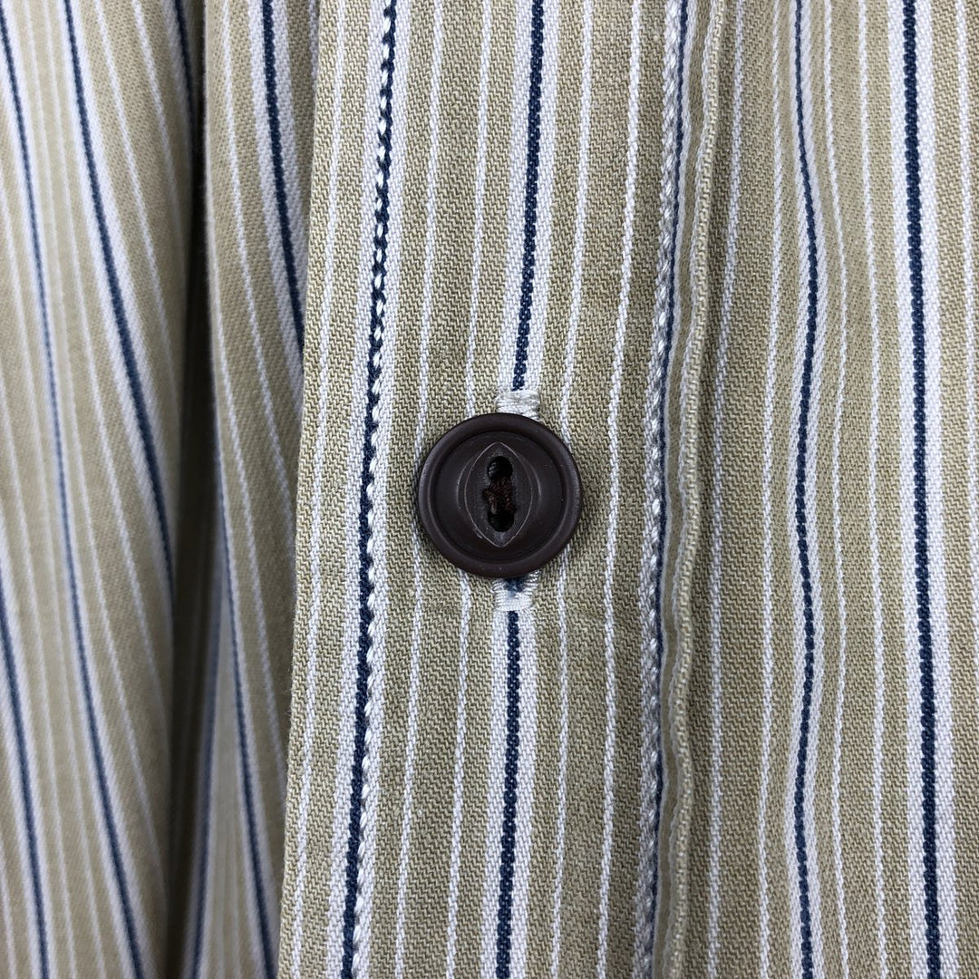 90s-00'S Levi's long-sleeved cotton striped shirt, men's size L (approx.) cotton Beige type Vintage Second Hand