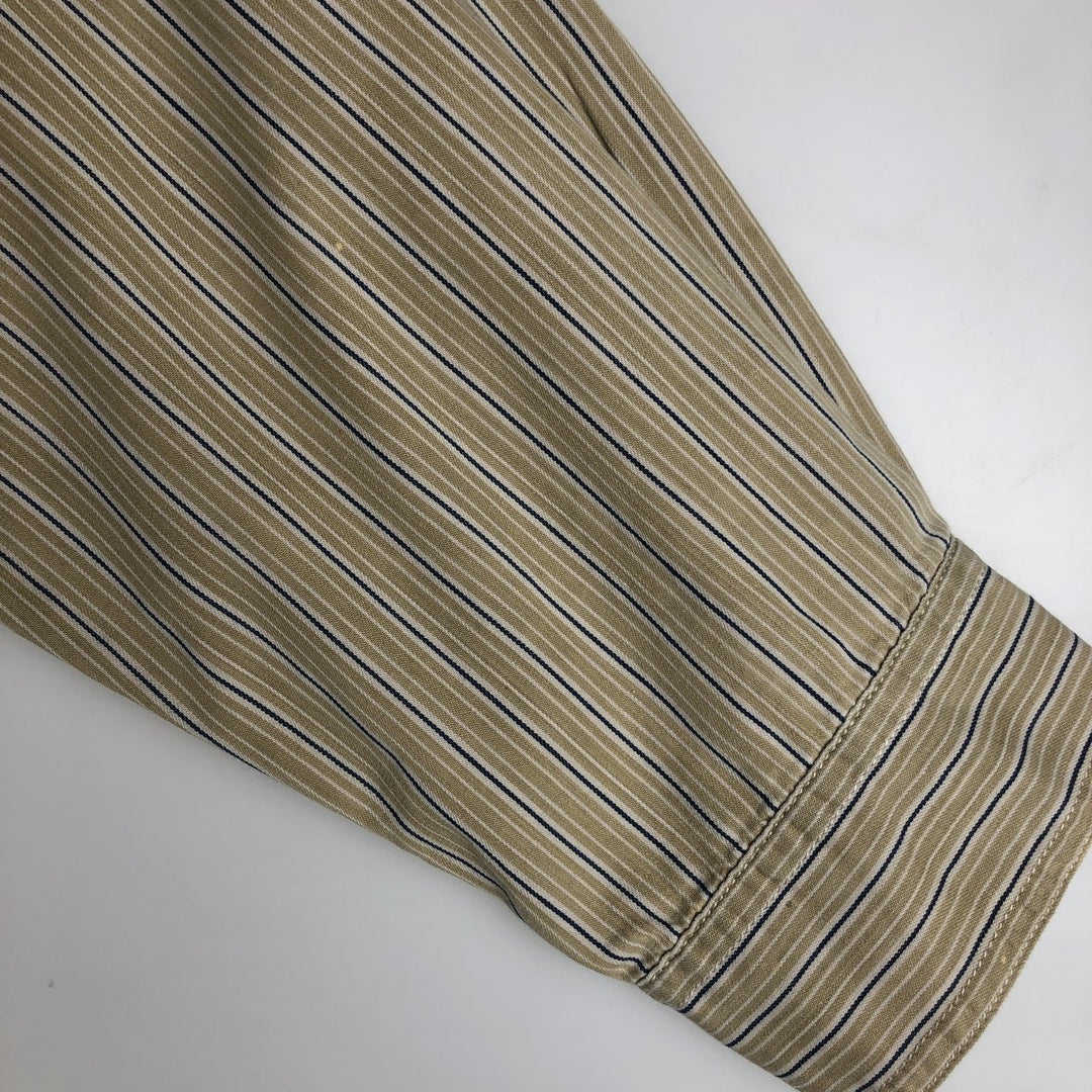 90s-00'S Levi's long-sleeved cotton striped shirt, men's size L (approx.) cotton Beige type Vintage Second Hand
