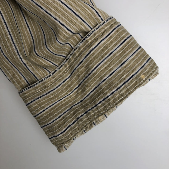 90s-00'S Levi's long-sleeved cotton striped shirt, men's size L (approx.) cotton Beige type Vintage Second Hand