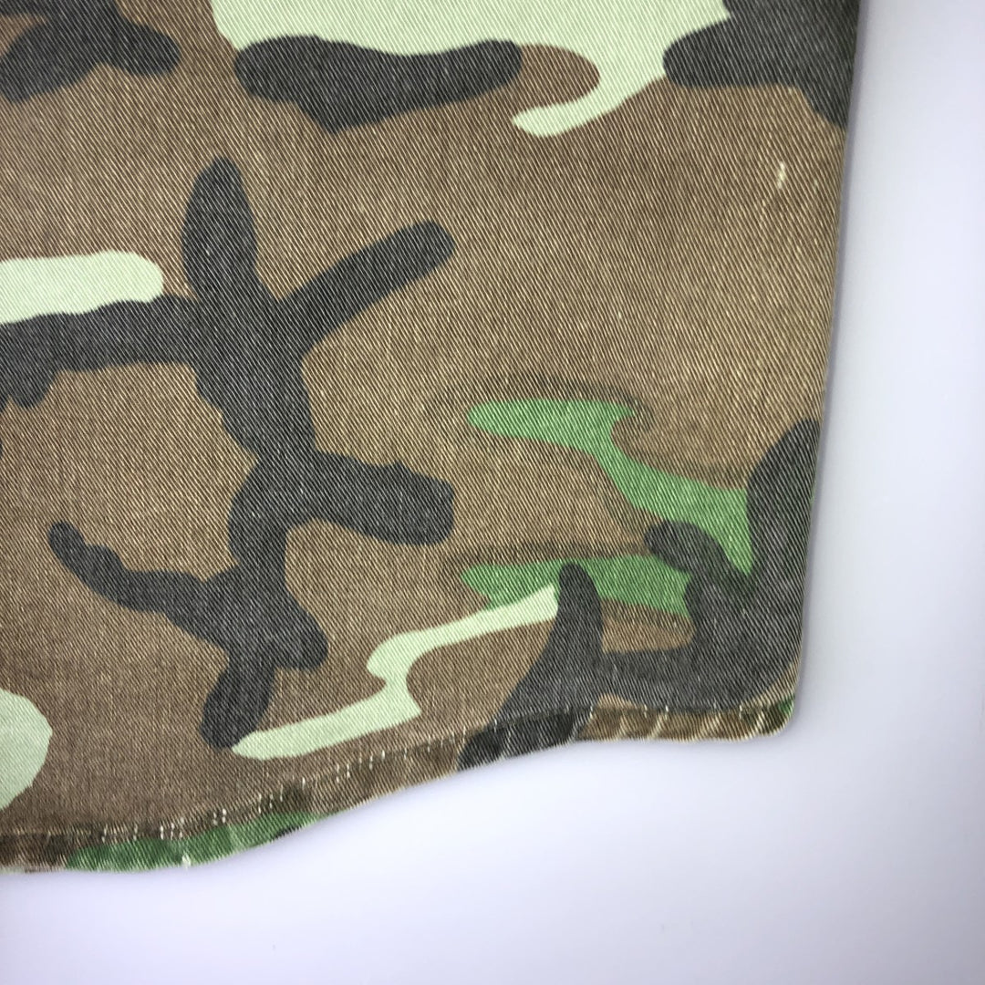 90'S Five Brother Camouflage Pattern Woodland Camo Long-Sleeve Cotton Shirt, Made in USA, Men's Size L (Equivalent), Vintage cotton green type Vintage Second Hand