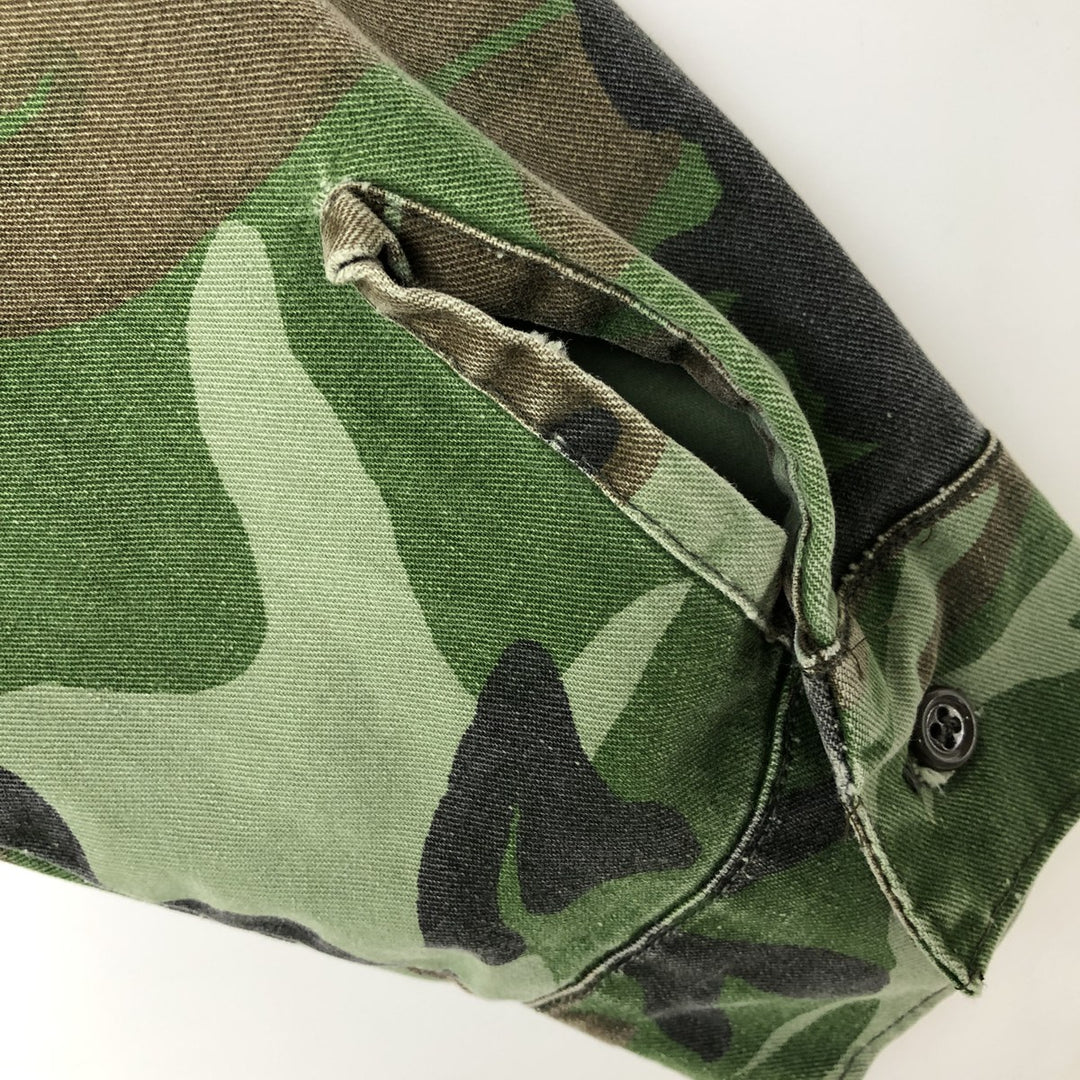 90'S Five Brother Camouflage Pattern Woodland Camo Long-Sleeve Cotton Shirt, Made in USA, Men's Size L (Equivalent), Vintage cotton green type Vintage Second Hand