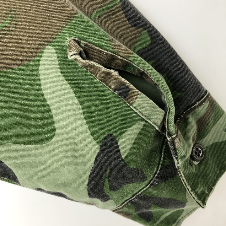 90'S Five Brother Camouflage Pattern Woodland Camo Long-Sleeve Cotton Shirt, Made in USA, Men's Size L (Equivalent), Vintage cotton green type Vintage Second Hand