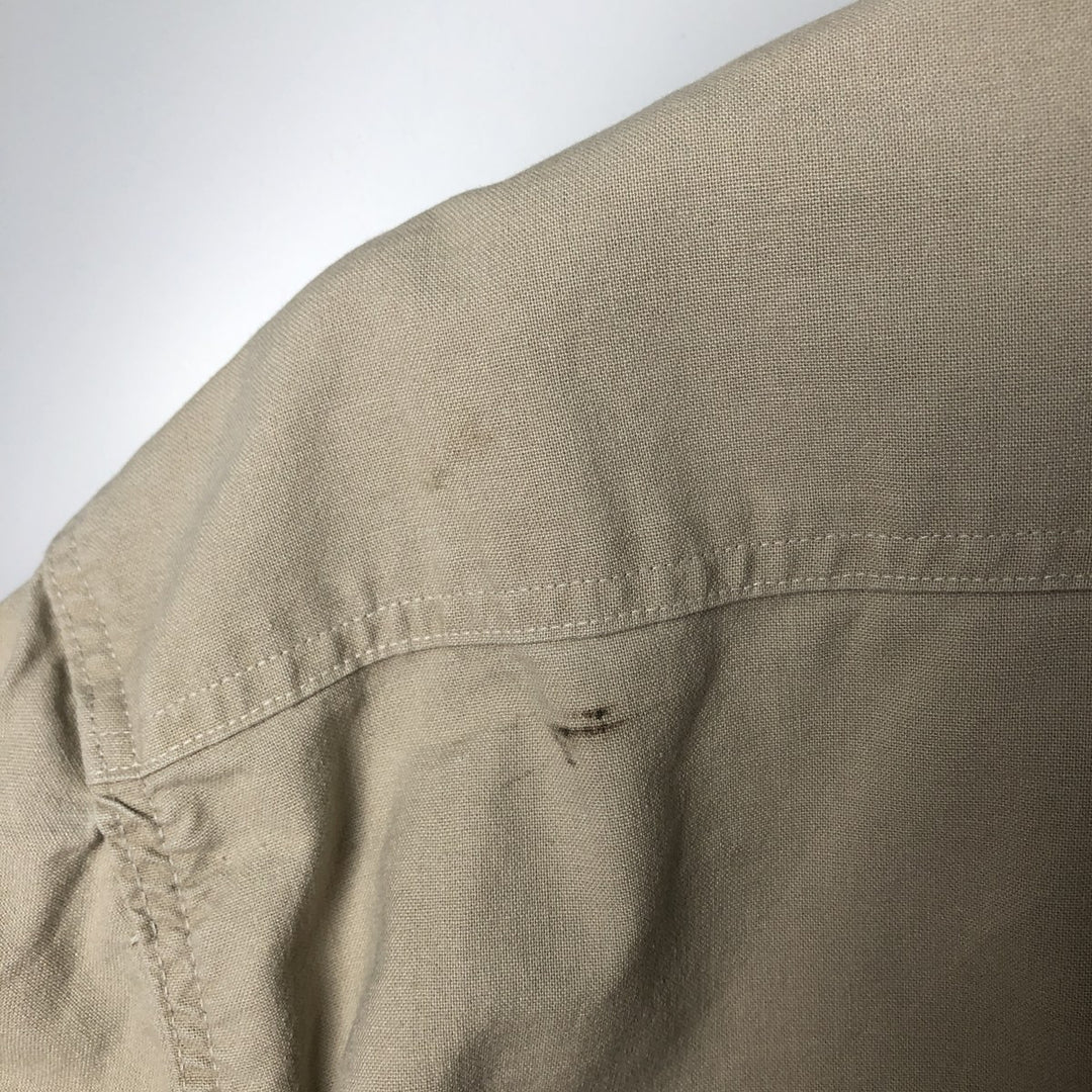 Carhartt Long-Sleeve Button-Down Work Shirt, Made in USA, Men's Size L (approx.) cotton Beige type Vintage Second Hand