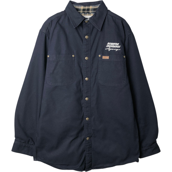 Carhartt Long Sleeve Duck Work Shirt, Men's Size Medium cotton navy blue type Vintage Second Hand