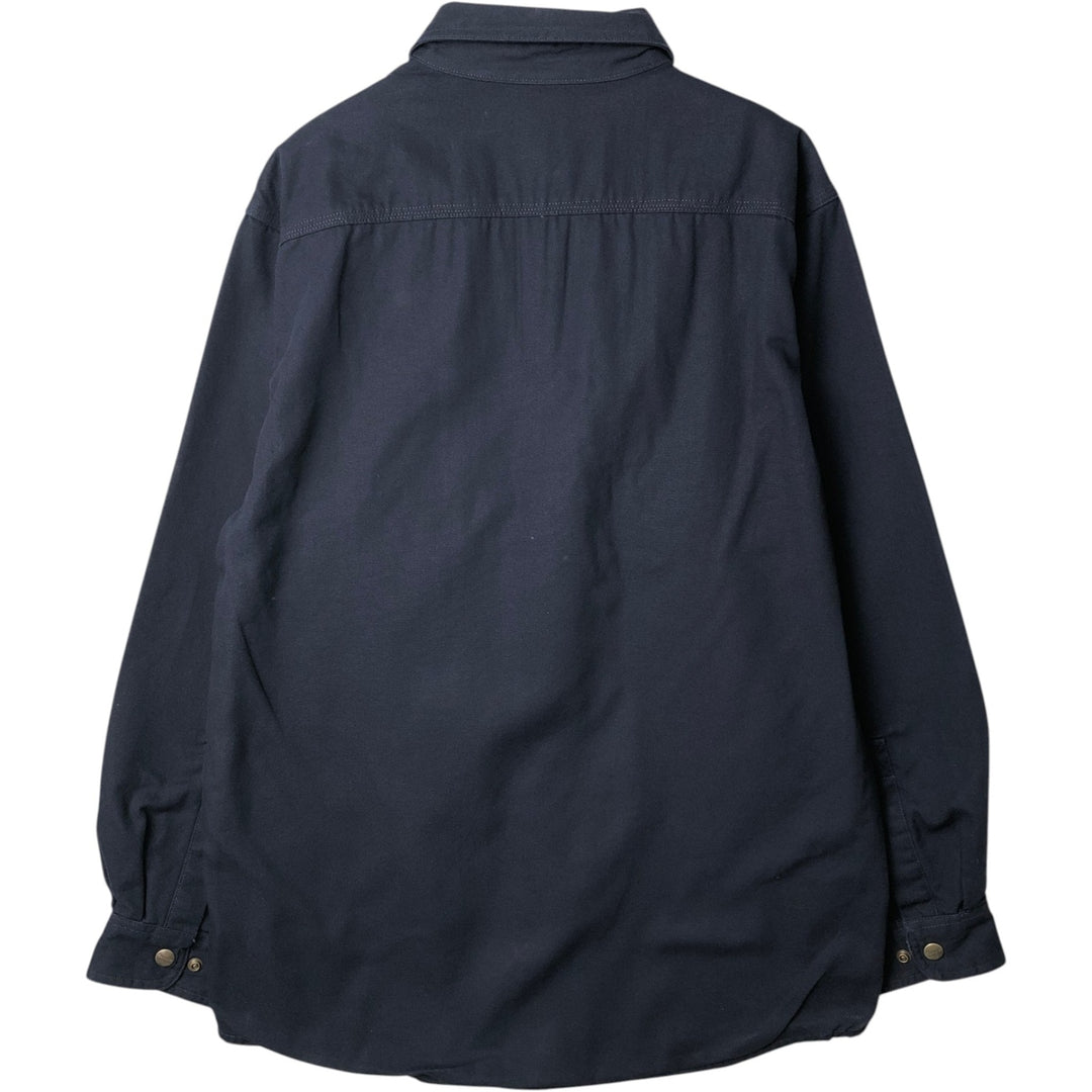 Carhartt Long Sleeve Duck Work Shirt, Men's Size Medium cotton navy blue type Vintage Second Hand