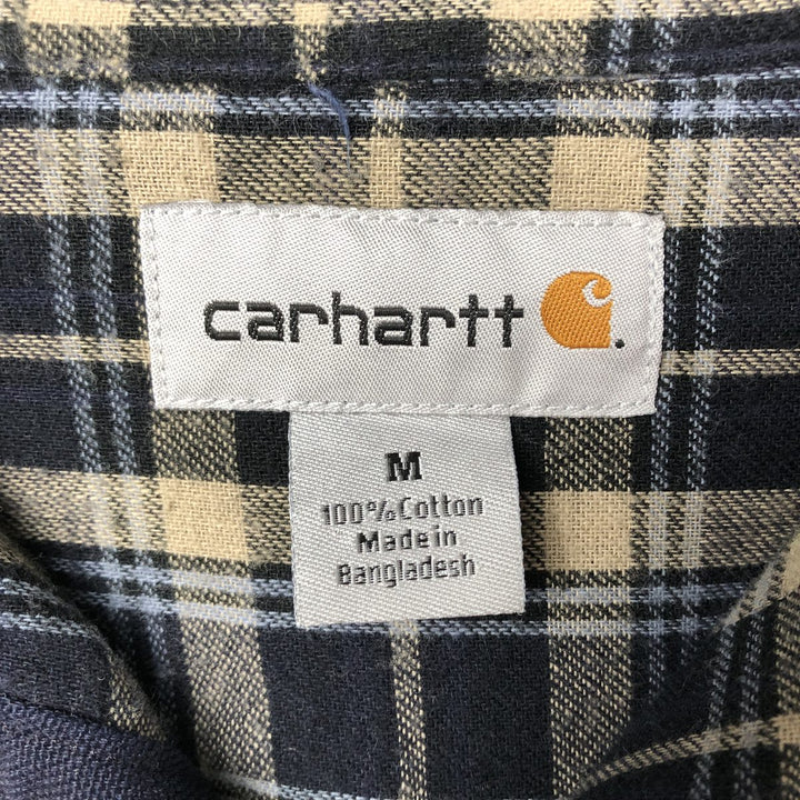 Carhartt Long Sleeve Duck Work Shirt, Men's Size Medium cotton navy blue type Vintage Second Hand