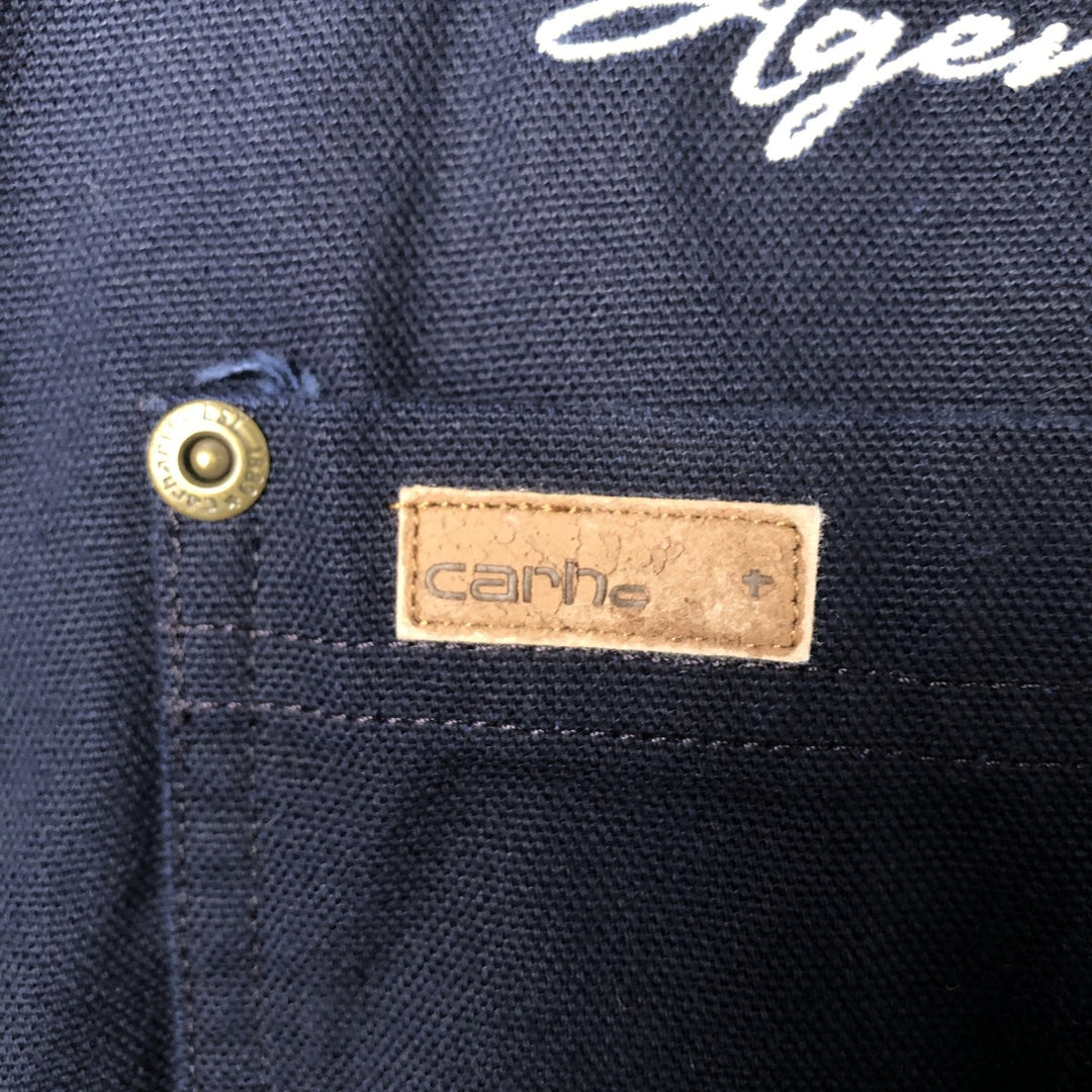 Carhartt Long Sleeve Duck Work Shirt, Men's Size Medium cotton navy blue type Vintage Second Hand