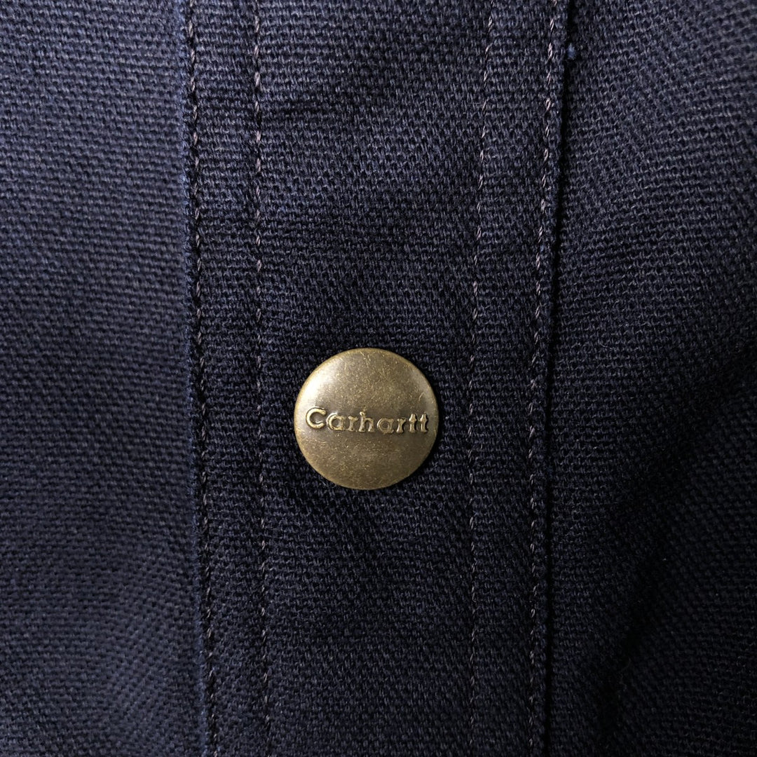 Carhartt Long Sleeve Duck Work Shirt, Men's Size Medium cotton navy blue type Vintage Second Hand
