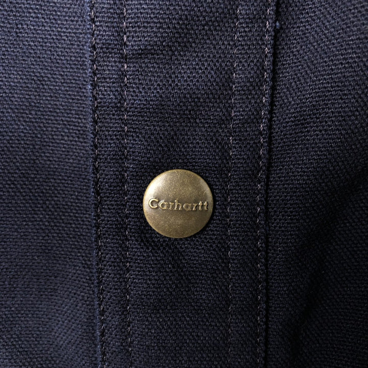 Carhartt Long Sleeve Duck Work Shirt, Men's Size Medium cotton navy blue type Vintage Second Hand