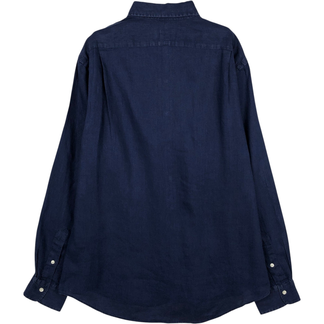 Ralph Lauren POLO RALPH LAUREN Long-Sleeve Linen Shirt, Men's Size L (approx.) linen blue type Vintage Second Hand