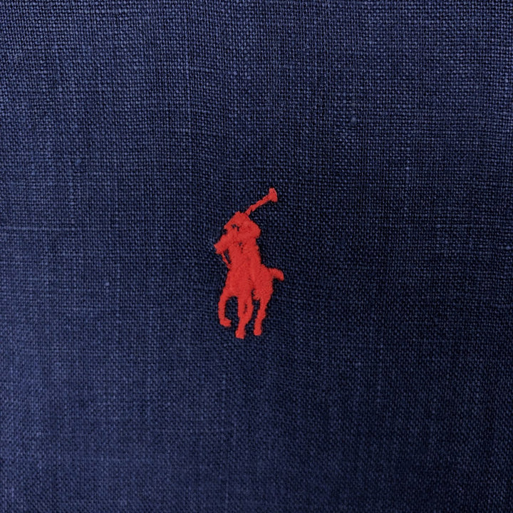 Ralph Lauren POLO RALPH LAUREN Long-Sleeve Linen Shirt, Men's Size L (approx.) linen blue type Vintage Second Hand