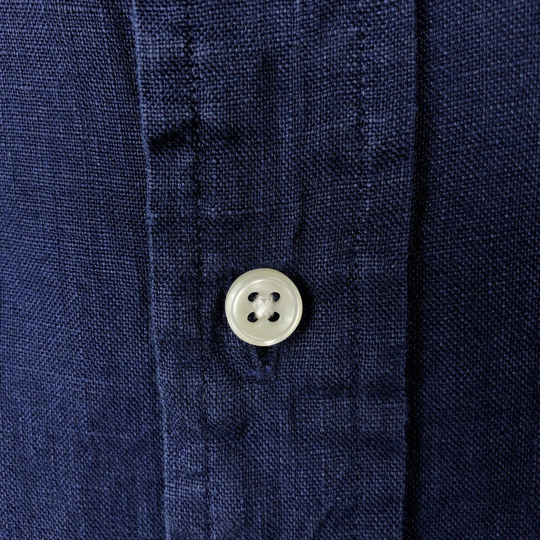 Ralph Lauren POLO RALPH LAUREN Long-Sleeve Linen Shirt, Men's Size L (approx.) linen blue type Vintage Second Hand