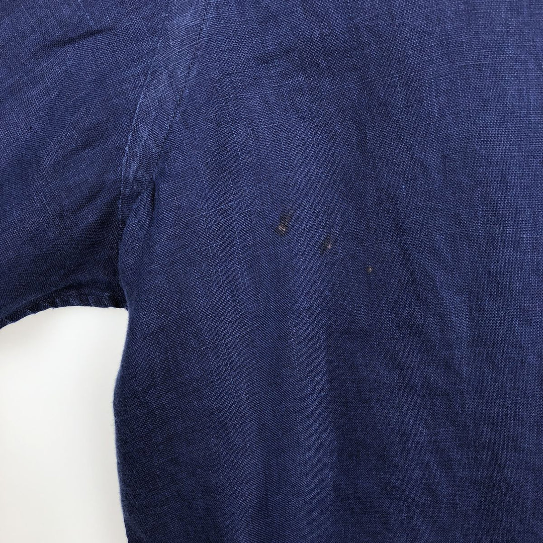 Ralph Lauren POLO RALPH LAUREN Long-Sleeve Linen Shirt, Men's Size L (approx.) linen blue type Vintage Second Hand