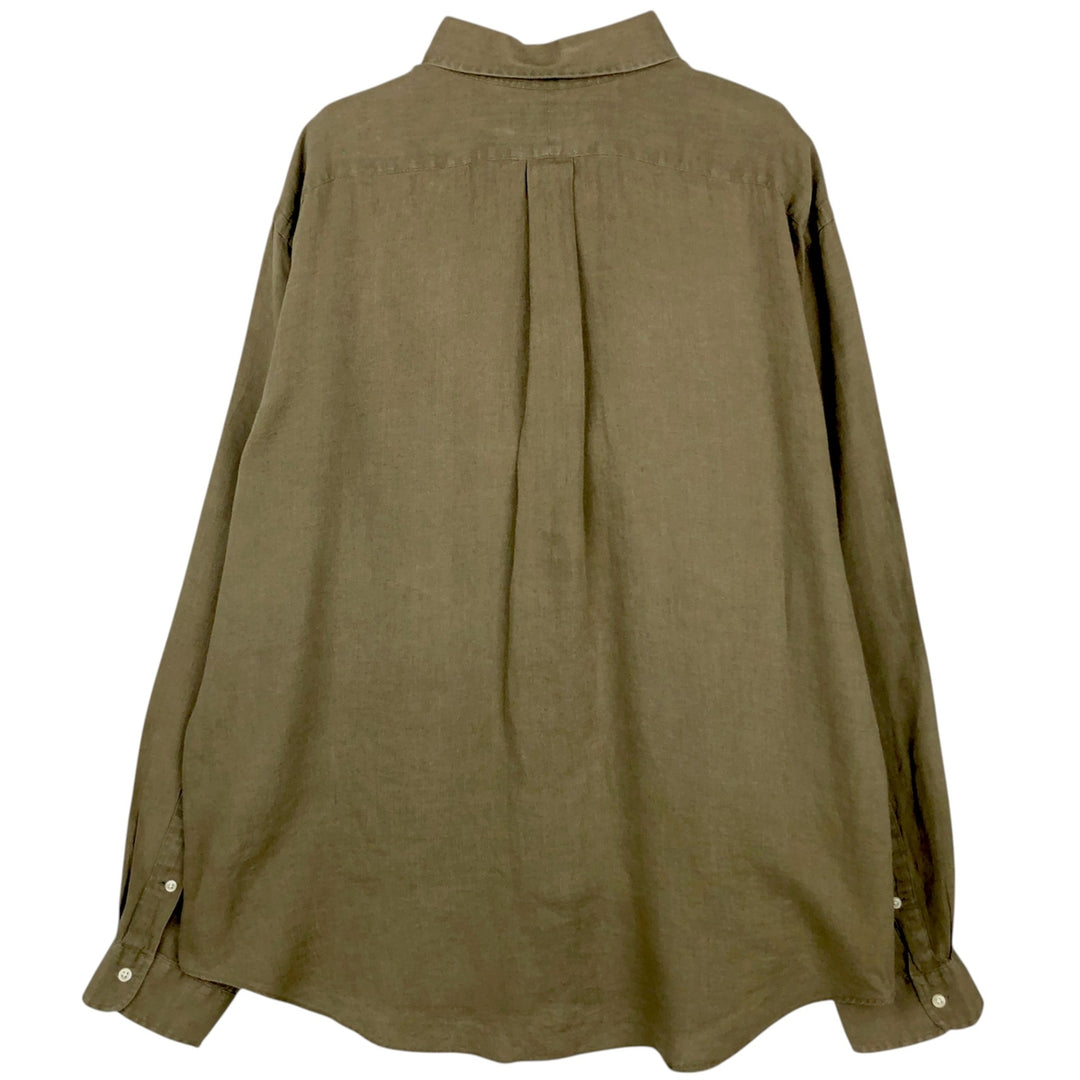 Ralph Lauren long sleeve linen button down shirt, men's size XL linen Khaki type Vintage Second Hand