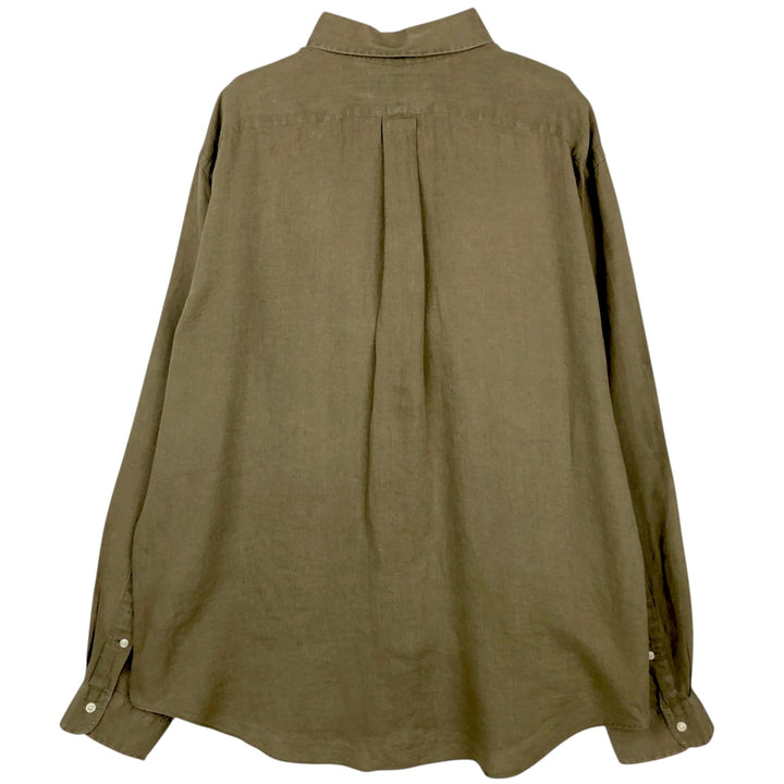 Ralph Lauren long sleeve linen button down shirt, men's size XL linen Khaki type Vintage Second Hand