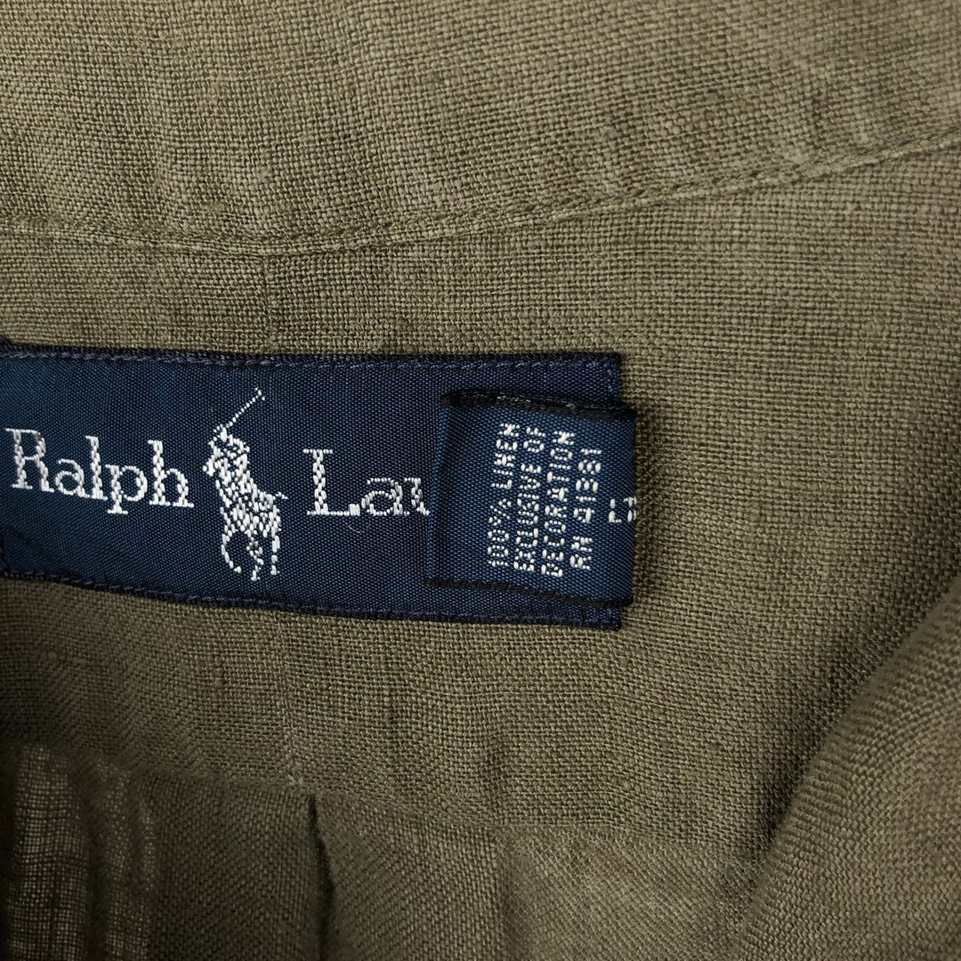 Ralph Lauren long sleeve linen button down shirt, men's size XL linen Khaki type Vintage Second Hand
