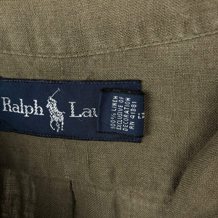 Ralph Lauren long sleeve linen button down shirt, men's size XL linen Khaki type Vintage Second Hand