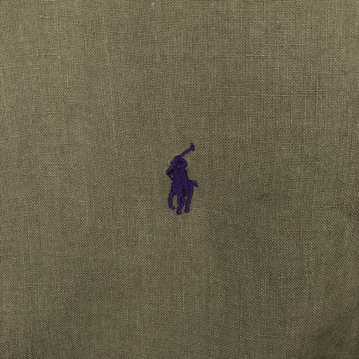 Ralph Lauren long sleeve linen button down shirt, men's size XL linen Khaki type Vintage Second Hand