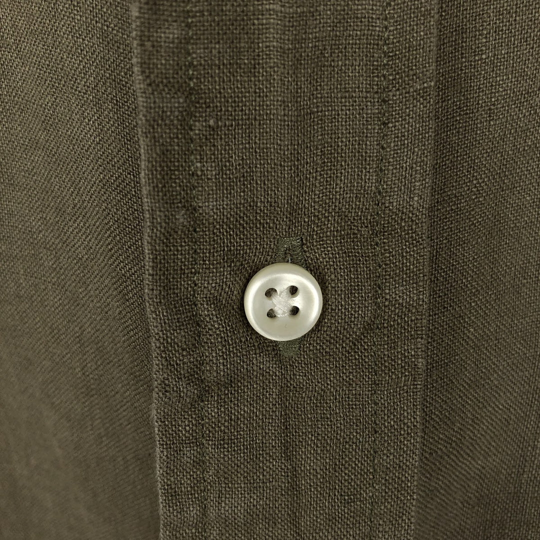 Ralph Lauren long sleeve linen button down shirt, men's size XL linen Khaki type Vintage Second Hand